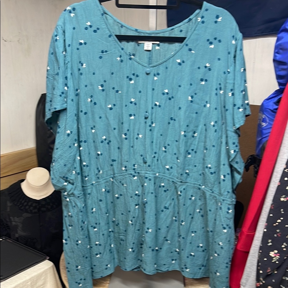 Sonoma Women's Plus Blue Floral Dress 4X